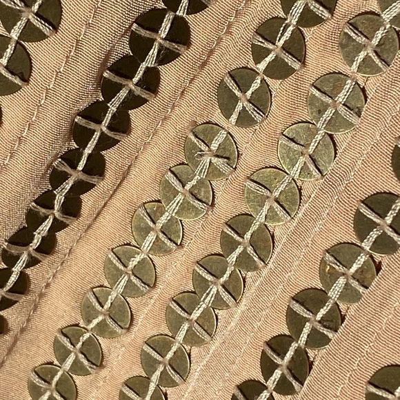 TIBI - silk pocketed, pleated romper: rose gold, square neck, button closure - 4 - Picture 12 of 16